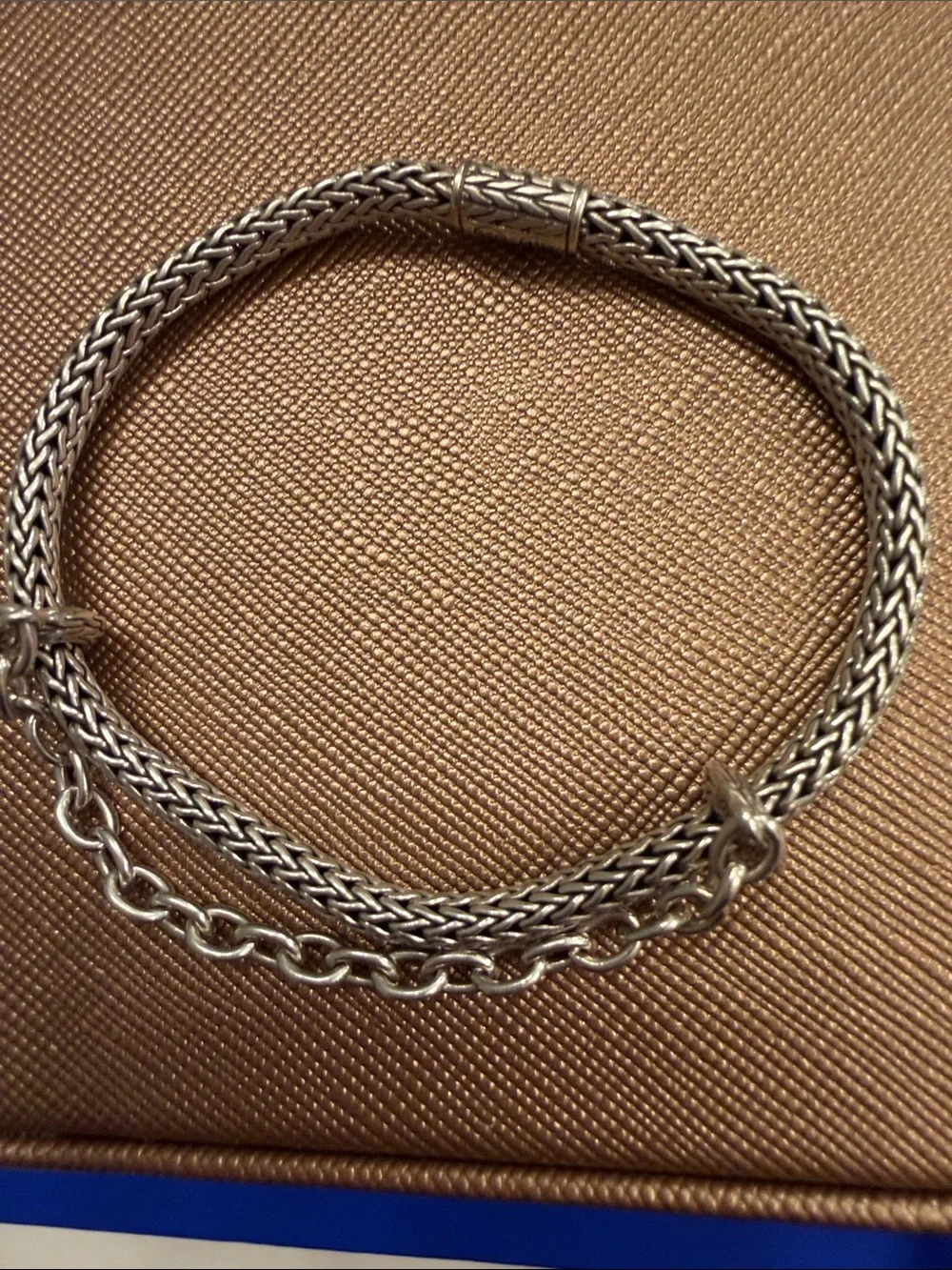 John Hardy Woven Rope Silver-Tone Bracelet with Chain Accent